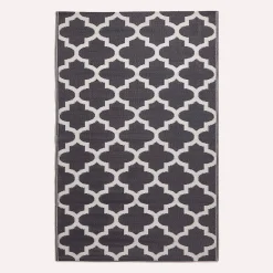 Tapis extérieur terrasse réversible - Tapis de jardin imperméable et résistant UV - Nola - Noir- 150x240 cm - HOMESCAPES