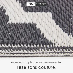 Tapis extérieur terrasse réversible - Tapis de jardin imperméable et résistant UV - Nola - Noir- 150x240 cm - HOMESCAPES