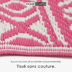 Tapis extérieur terrasse réversible - Tapis de jardin imperméable et résistant UV - Tia - Rose - 180x270 cm - HOMESCAPES