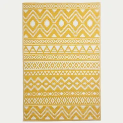 Tapis extérieur terrasse réversible - Tapis de jardin imperméable et résistant UV - Anna - Jaune - 150x240 cm - HOMESCAPES