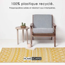 Tapis extérieur terrasse réversible - Tapis de jardin imperméable et résistant UV - Anna - Jaune - 150x240 cm - HOMESCAPES