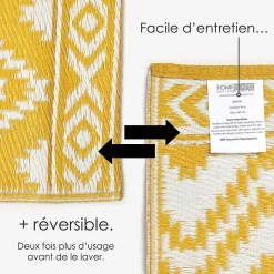 Tapis extérieur terrasse réversible - Tapis de jardin imperméable et résistant UV - Anna - Jaune - 150x240 cm - HOMESCAPES