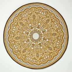 Tapis extérieur terrasse réversible rond - Tapis de jardin imperméable et résistant UV - Rae - Jaune - 180 cm - HOMESCAPES