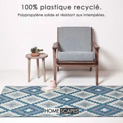 Tapis extérieur terrasse réversible - Tapis de jardin imperméable et résistant UV - Mia - Bleu - 120x180 cm - HOMESCAPES