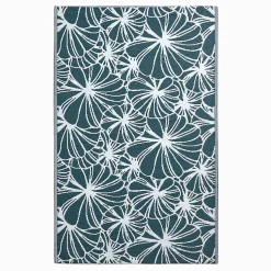 Tapis extérieur terrasse réversible - Tapis de jardin imperméable et résistant UV - Motif floral - Vert - 150x240 cm - HOMESCAPES