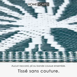 Tapis extérieur terrasse réversible - Tapis de jardin imperméable et résistant UV - Motif floral - Vert - 150x240 cm - HOMESCAPES