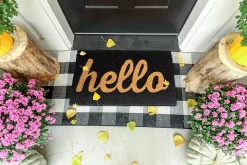 Tapis grattoir d'extérieur caoutchouc floqué welcome noir et écru L.75 x l.45 cm