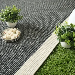 Tapis imitation fibres naturelles extérieur et intérieur - Provence - Gris et beige - 120 x 170 cm