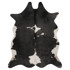 Tapis imitation peau de vache et effet daim GoodHome l.155x L.190 cm noir et blanc