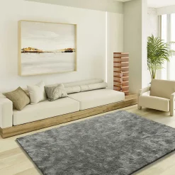 Tapis intérieur ATTICGO anthracite rectangulaire shaggy uni 60x110 cm ROMA