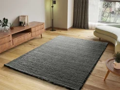 Tapis intérieur ATTICGO anthracite rectangulaire shaggy uni 160x230 cm ATLAS
