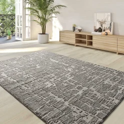 Tapis intérieur ATTICGO argent rectangulaire scandinave 140x200 cm LIMA