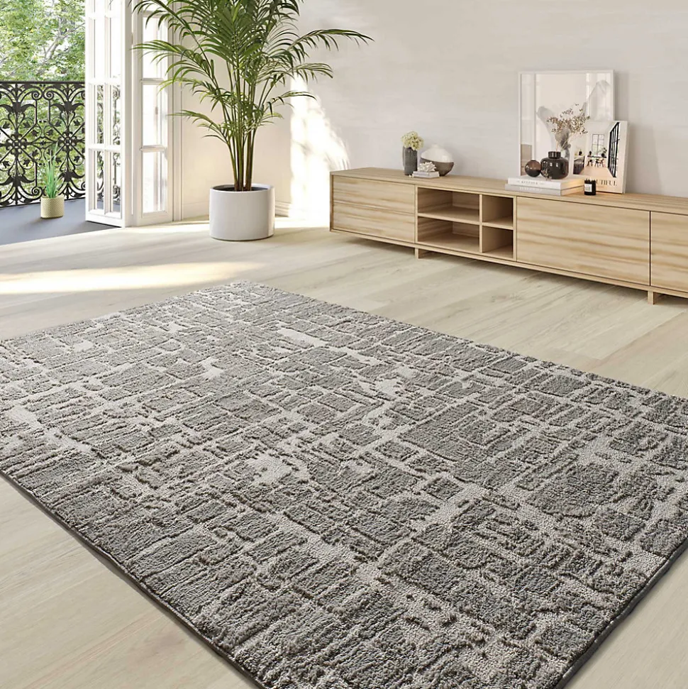 Tapis intérieur ATTICGO argent rectangulaire scandinave 140x200 cm LIMA
