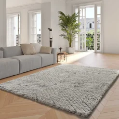Tapis intérieur ATTICGO argent rectangulaire shaggy 200x290 cm ATESA