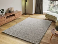 Tapis intérieur ATTICGO argent rectangulaire shaggy uni 120x180 cm ATLAS