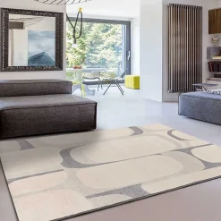 Tapis intérieur ATTICGO beige / gris rectangulaire abstrait 160x230 cm PORTO