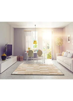 Tapis intérieur ATTICGO beige rectangulaire shaggy géométrique 133x190 cm SERENE TERRA