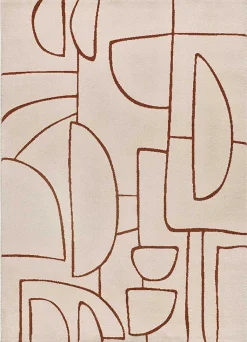 Tapis intérieur ATTICGO beige / cuivre rectangulaire géométrique 133x190 cm BERUTI