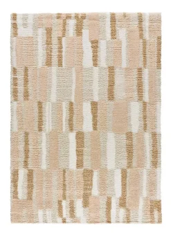 Tapis intérieur ATTICGO beige rectangulaire shaggy géométrique 160x230 cm SERENE TERRA