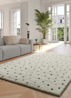 Tapis intérieur ATTICGO blanc rectangulaire shaggy scandinave 60x120 cm ATESA