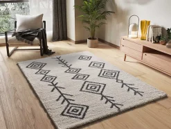 Tapis intérieur ATTICGO blanc rectangulaire shaggy ethnique 80x150 cm ATLAS