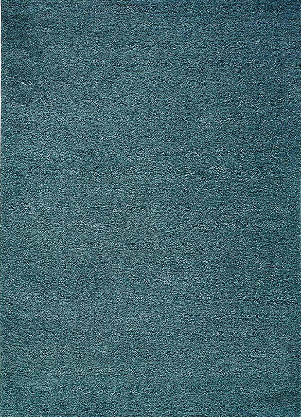 Tapis intérieur ATTICGO bleu rectangulaire shaggy uni 60x120 cm ATLAS