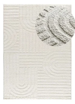 Tapis intérieur ATTICGO blanc rectangulaire géométrique avec relief 64x120 cm JUNO