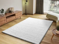 Tapis intérieur ATTICGO blanc rectangulaire shaggy uni 120x180 cm ATLAS
