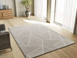 Tapis intérieur ATTICGO blanc rectangulaire géométrique 80x150 cm SENSATION