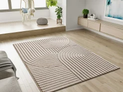 Tapis intérieur ATTICGO blanc rectangulaire scandinave avec relief 80x150 cm DIENA