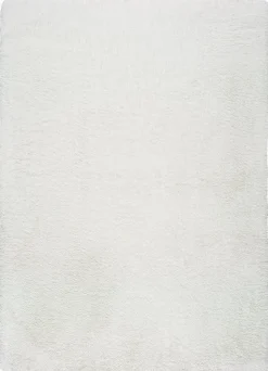 Tapis intérieur ATTICGO blanc rectangulaire shaggy uni 140x200 cm ALPACA