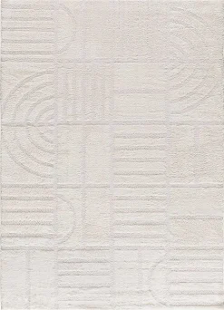 Tapis intérieur ATTICGO blanc rectangulaire géometrique 140x200 cm BLANCHE