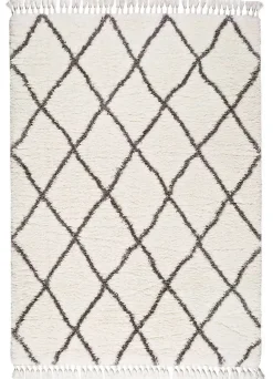 Tapis intérieur ATTICGO blanc rectangulaire shaggy uni 120x170 cm SAMIRA