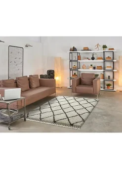 Tapis intérieur ATTICGO blanc rectangulaire shaggy uni 120x170 cm SAMIRA