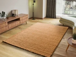 Tapis intérieur ATTICGO camel rectangulaire shaggy uni 60x120 cm ATLAS