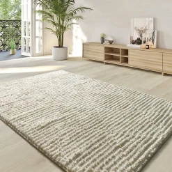 Tapis intérieur ATTICGO crème rectangulaire scandinave 140x200 cm LIMA