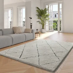 Tapis intérieur ATTICGO crème rectangulaire shaggy 60x120 cm ATESA