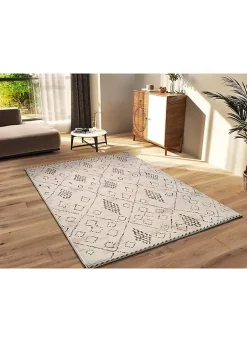 Tapis intérieur ATTICGO crème / marron rectangulaire ethnique 133x190 cm CERES