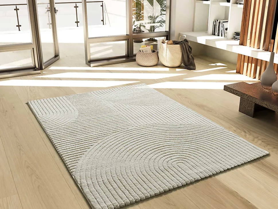 Tapis intérieur ATTICGO crème rectangulaire géometrique avec relief 120x170 cm VERONA