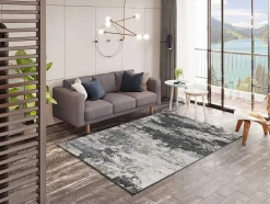 Tapis intérieur ATTICGO gris rectangulaire abstrait 140x200 cm AGATA