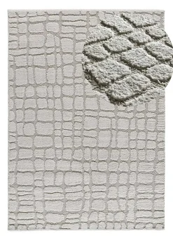Tapis intérieur ATTICGO gris rectangulaire scandinave avec relief 64x120 cm JUNO