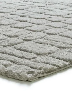 Tapis intérieur ATTICGO gris rectangulaire scandinave avec relief 64x120 cm JUNO