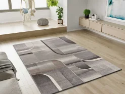Tapis intérieur ATTICGO gris rectangulaire abstrait 140x200 cm MEDEL