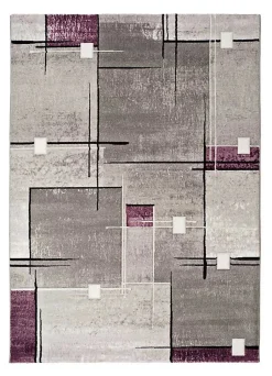 Tapis intérieur ATTICGO lilas / gris rectangulaire géométrique 120x170 cm DETROIT