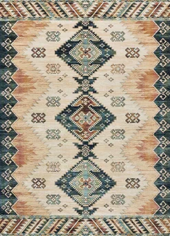 Tapis intérieur ATTICGO multicolore rectangulaire éthnique 135x195 cm ANTALIA