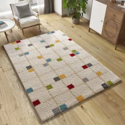 Tapis intérieur ATTICGO multicolore rectangulaire shaggy géométrique 80x150 cm BREMEN