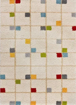 Tapis intérieur ATTICGO multicolore rectangulaire shaggy géométrique 80x150 cm BREMEN