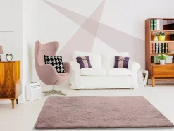 Tapis intérieur ATTICGO rose poudré rectangulaire shaggy uni 200x290 cm ALPACA