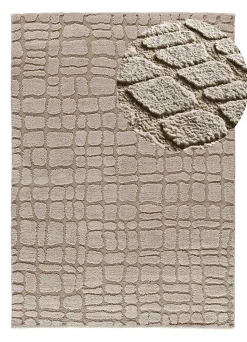 Tapis intérieur ATTICGO taupe rectangulaire scandinave avec relief 126x190 cm JUNO