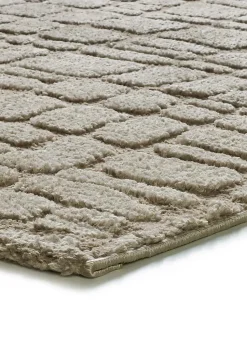 Tapis intérieur ATTICGO taupe rectangulaire scandinave avec relief 126x190 cm JUNO